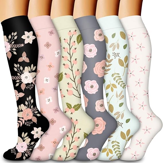 Warm Compression Socks for Women and Men, Improved Circulation (6 Pairs) - Graduated Support Socks for Running, Sports, S/MS\/M