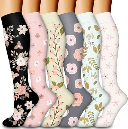 Warm Compression Socks for Women and Men, Improved Circulation (6 Pairs) - Graduated Support Socks for Running, Sports, S/MS\/M