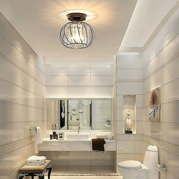 Modern Crystal Ceiling Light E27 LED Ceiling Lamp Mini Crystal Chandelier for Kitchen Dining Room Bedroom Hallway Entrance (Black)HYD - Image 4