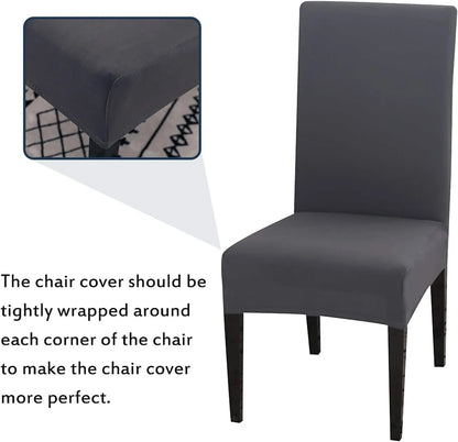 Chair Covers Set of 4 or 6, Stretch Removable Washable Chair Covers Decoration Slipcovers Seat Covers for Hotel grey-tfrf grey 6pcs - Image 3