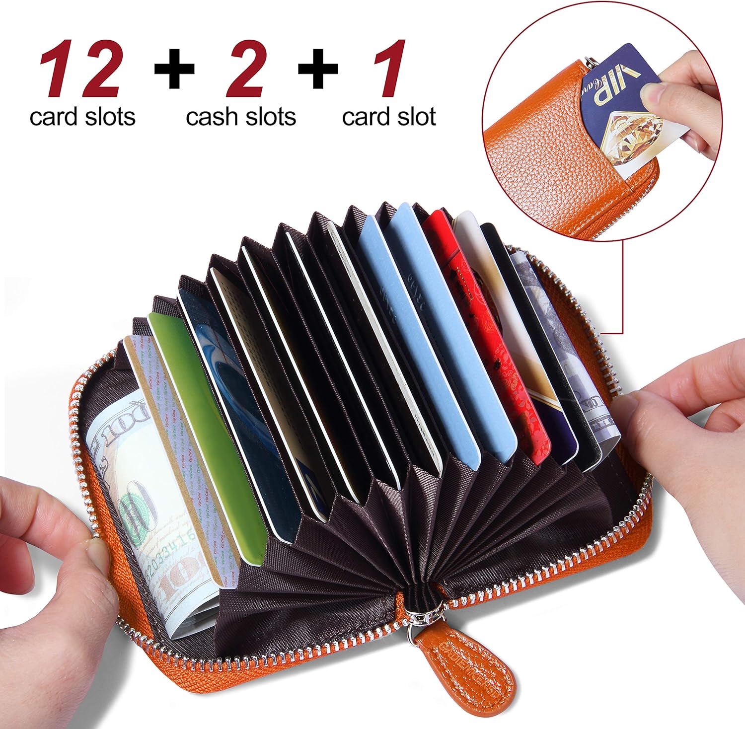 Credit Card Holder RFID Blocking Wallets Thin Mini Bag for Travel Card Case & Money Organizers Cash Envelope Wallet for Women Gift_yux Orange - Image 2