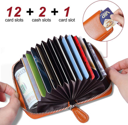 Credit Card Holder RFID Blocking Wallets Thin Mini Bag for Travel Card Case & Money Organizers Cash Envelope Wallet for Women Gift_yux Orange - Image 2