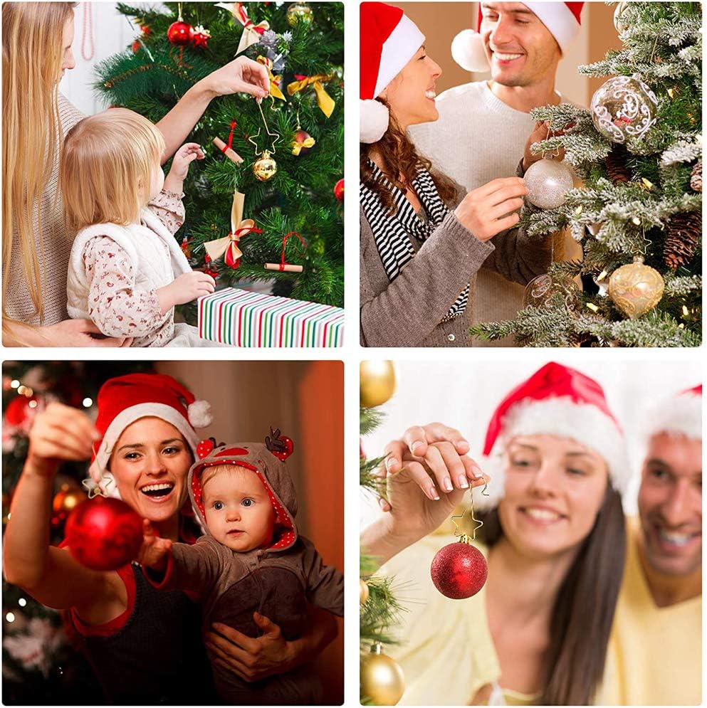 100 Christmas tree baubles hooks for decoration - Gold star - Image 5