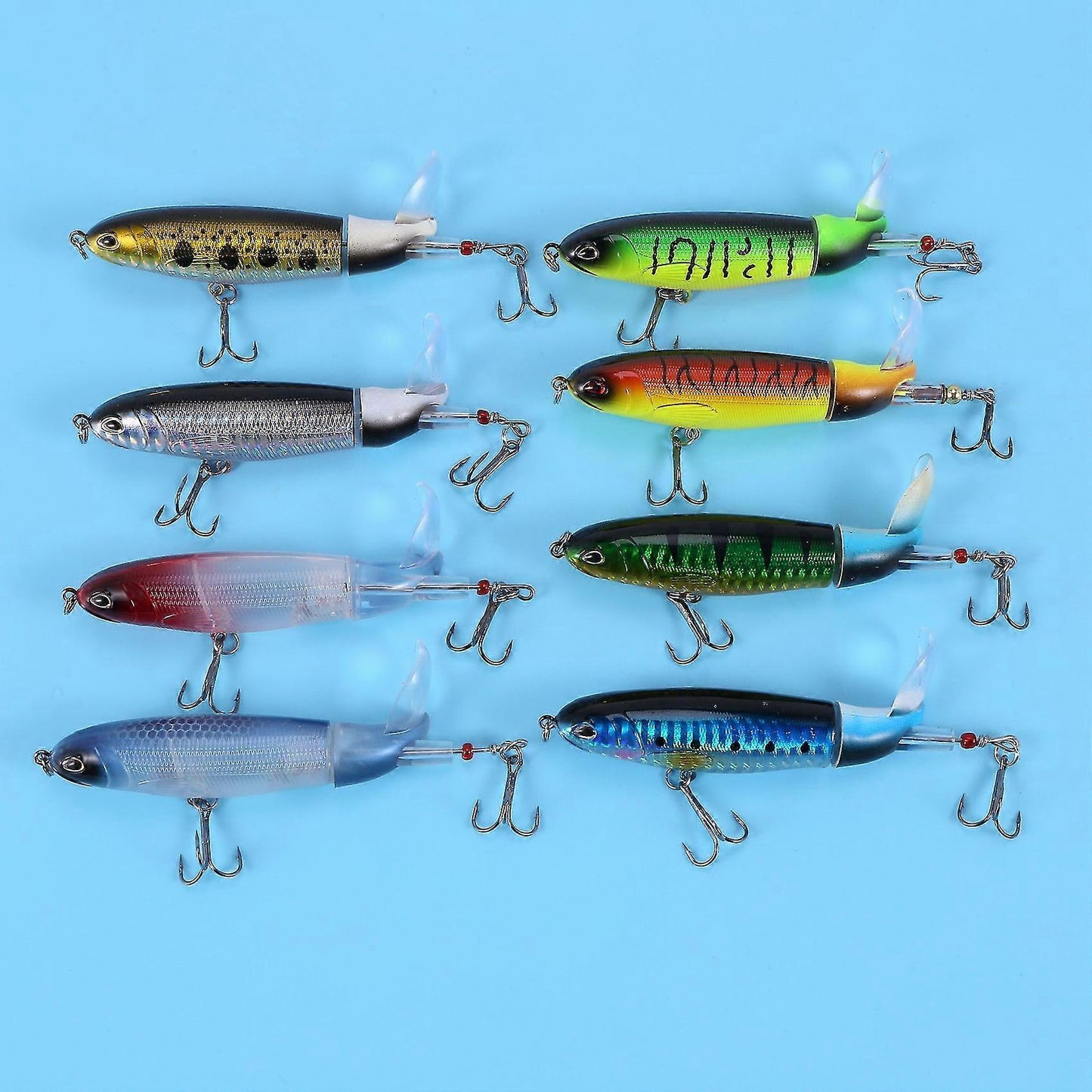 8pcs Whopper Plopper 11cm 15g Floating Popper Fishing Lure Artificial Hard Bait Wobbler Rotating Ta - Image 3