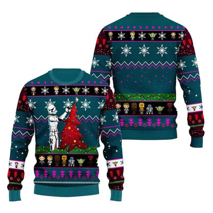 Santa Darth Vader Christmas Sweater Ugly Star Wars The Mandalorian Men's Sweater Autumn Winter Women's Sweater style 4 style 4 L - Image 4