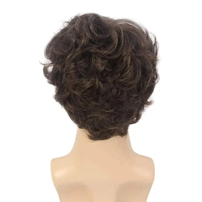 Short Black Men's Wig with Curly and Fluffy Wigs, Natural Synthetic Wigs for Men, Daily Party Wear for Men Brown 10 Inch - Image 2