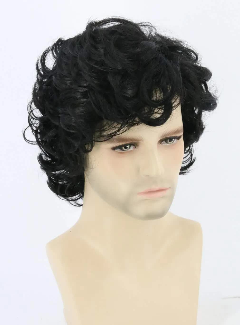 Short Black Men's Wig with Curly and Fluffy Wigs, Natural Synthetic Wigs for Men, Daily Party Wear for Men Brown 10 Inch - Image 5