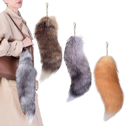 40cm Therian Fox Tail with Lock, Fluffy Faux Fur Fox Tail Keychain Faux Wolf Tail Cosplay Handbag Accessory Costume for Women Adult_tfrf - Image 4