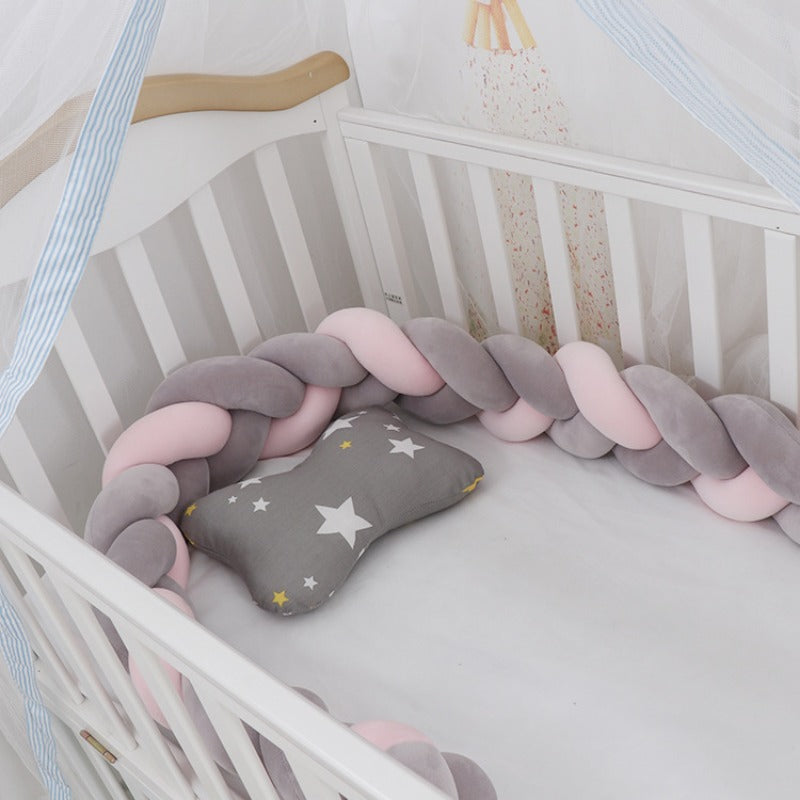 Baby rotating bed snake, bed cover decoration, handmade three-strand braid Light gray Light gray 1 meter - Image 3