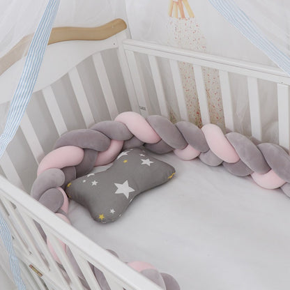 Baby rotating bed snake, bed cover decoration, handmade three-strand braid Light gray Light gray 1 meter - Image 3