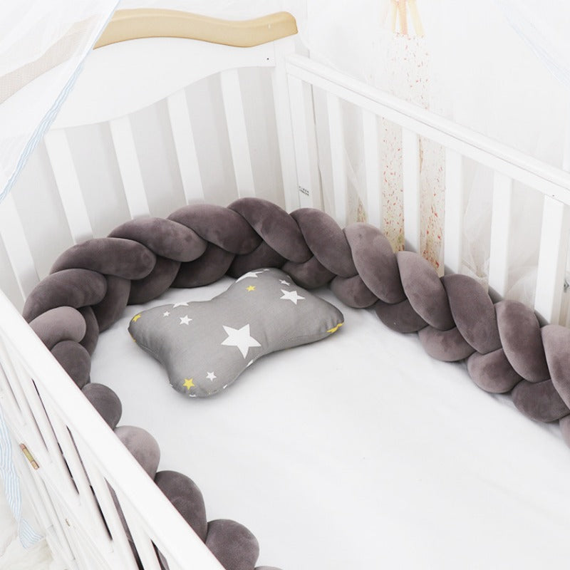 Baby rotating bed snake, bed cover decoration, handmade three-strand braid Light gray Light gray 1 meter - Image 4