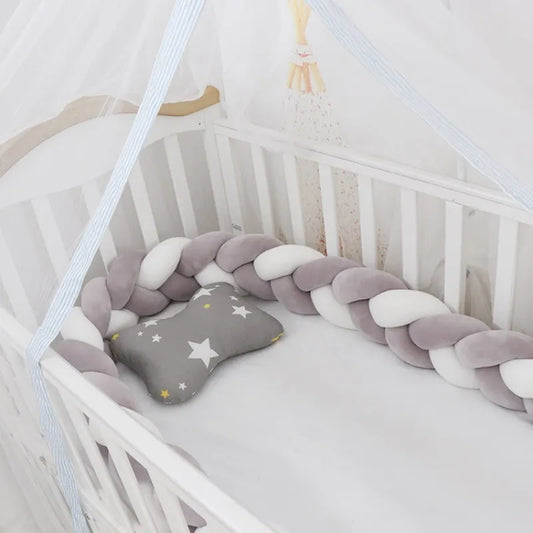 Baby rotating bed snake, bed cover decoration, handmade three-strand braid Light gray Light gray 1 meter - Image 6