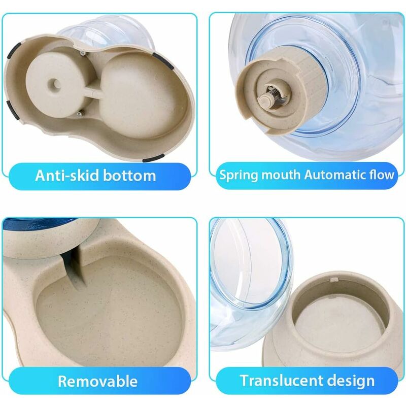 Automatic Pet Food and Water Dispenser, Automatic Water Fountain, Automatic Drinking and Feeding Bowl for Cat/Dog/Pet 3.8L x 2pcs - Image 3