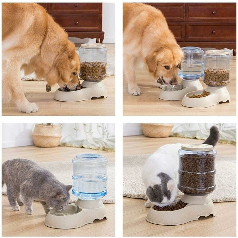 Automatic Pet Food and Water Dispenser, Automatic Water Fountain, Automatic Drinking and Feeding Bowl for Cat/Dog/Pet 3.8L x 2pcs - Image 4