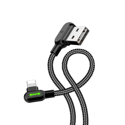 McDodo CA-4673 Angled Lightning cable, LED, 2A, 1.8m, black_max 20 - Image 5
