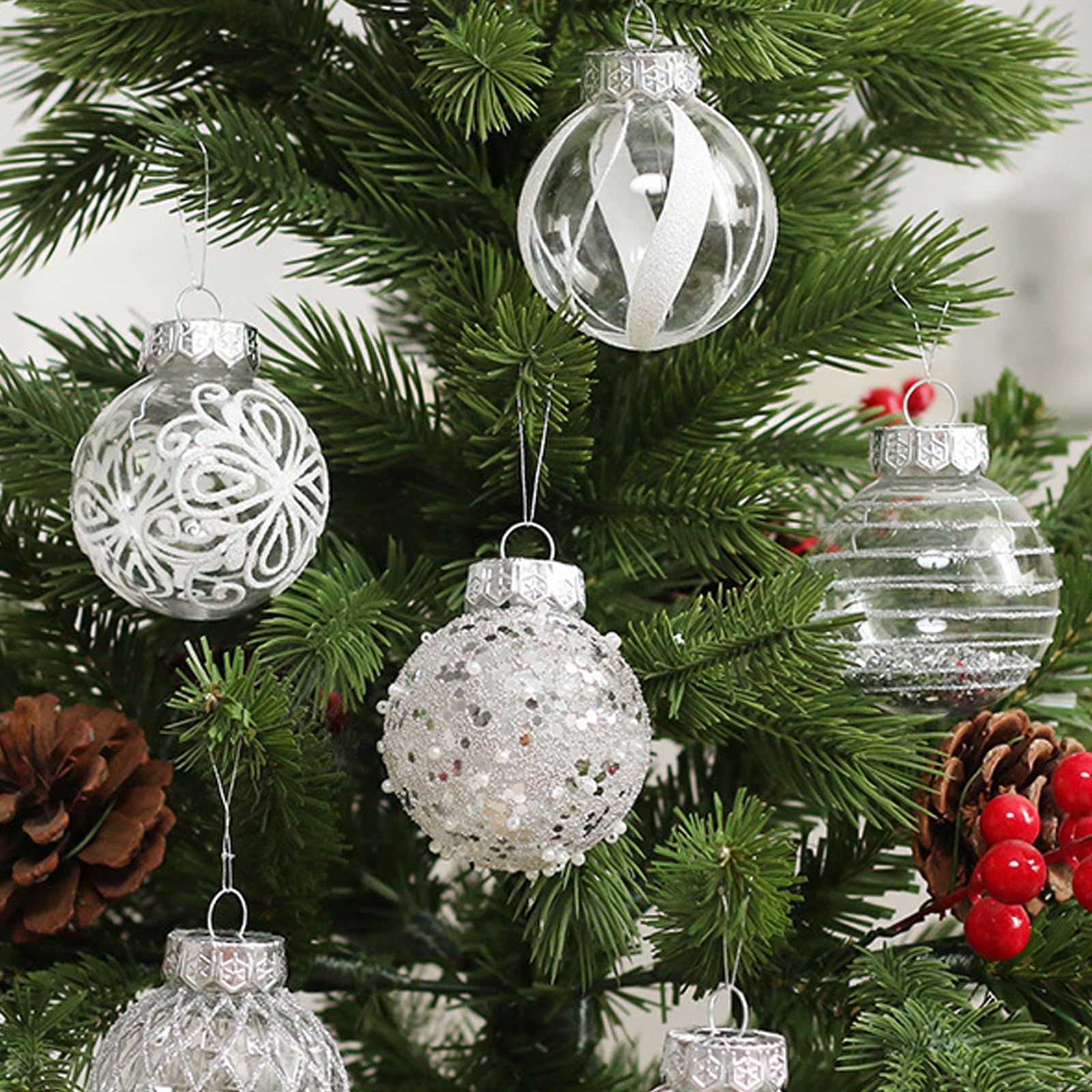 Set of 25 white Christmas tree balls - Christmas tree decoration -—max - Image 2
