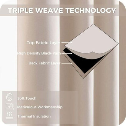 Thermal Insulating Blackout Curtain 140x160 cm Short Beige Interior Small Window Curtains for Living Room Bedroom Set of 2 with Eyelets, by DEBUNS - Image 2