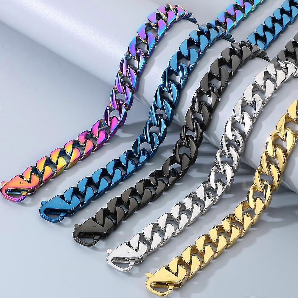 Necklace for Men 50/60CM 316L Stainless Steel 15MM Width Curb Cuban Link Chains On Neck Jewelry Men's Necklace Accessories (Multicolor, 50CM) - Image 3