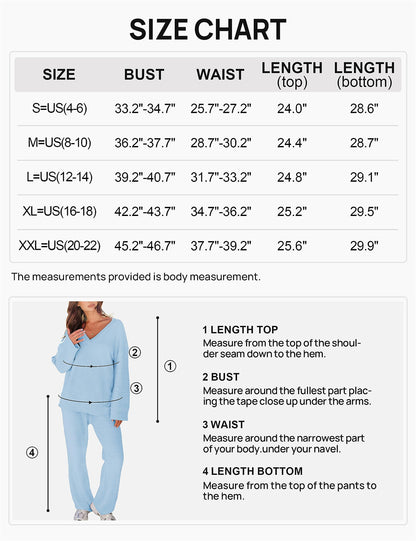 Women's 2-Piece Set Fuzzy Fleece Pajamas Set Long Sleeve Loungewear White White L - Image 6