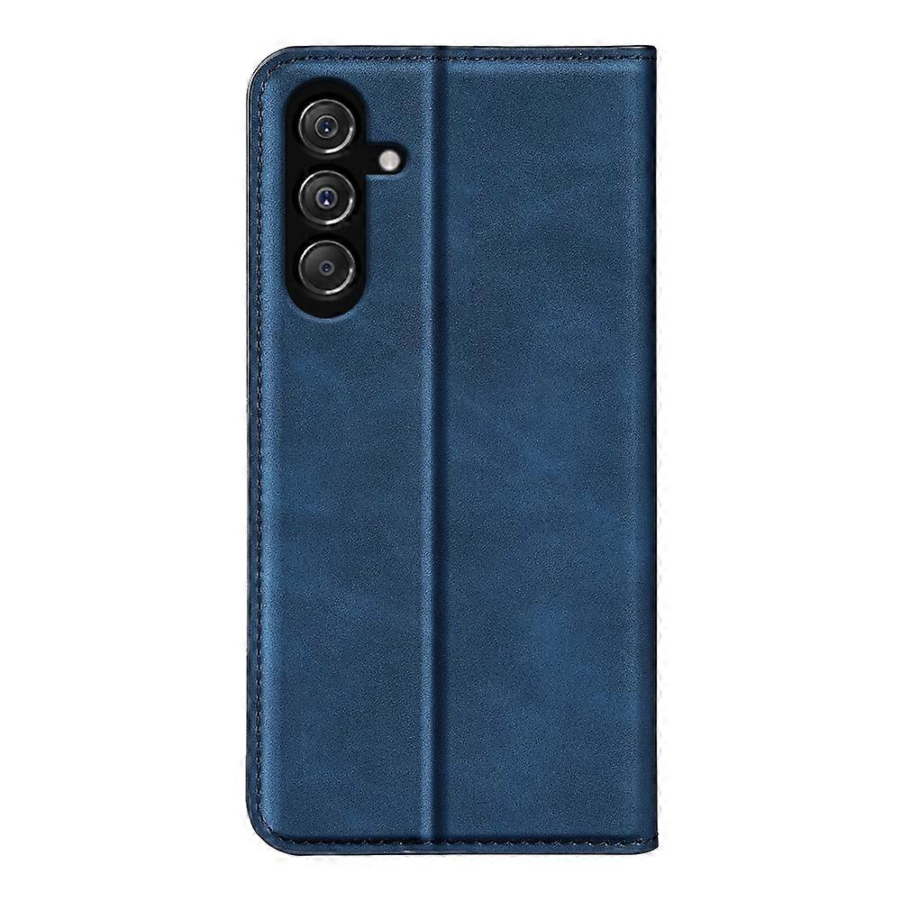 Retro-skin Magnetic Leather Phone Case Dark Blue For Samsung Galaxy M34 5G - Image 3