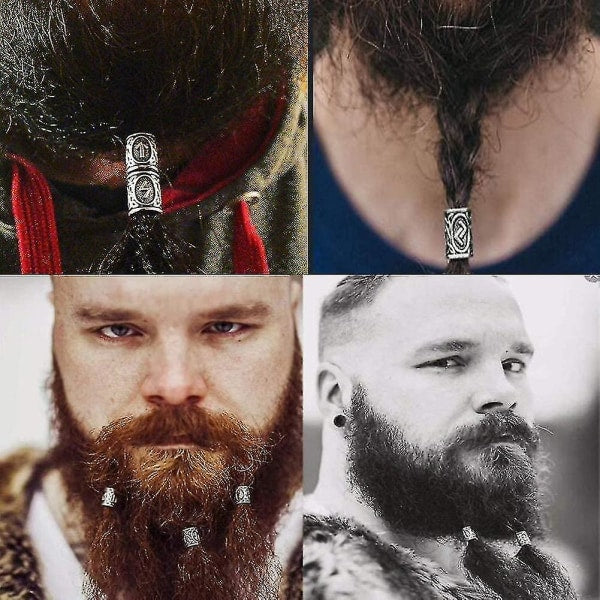 Kryc 80 Rune Beads Set With 300 Rubber Bands, Viking Beard Beads, Antique DIY Hair And Beard Beads, Nordic Hair Jewelry, Braided Bracelet, Pendant - Image 3