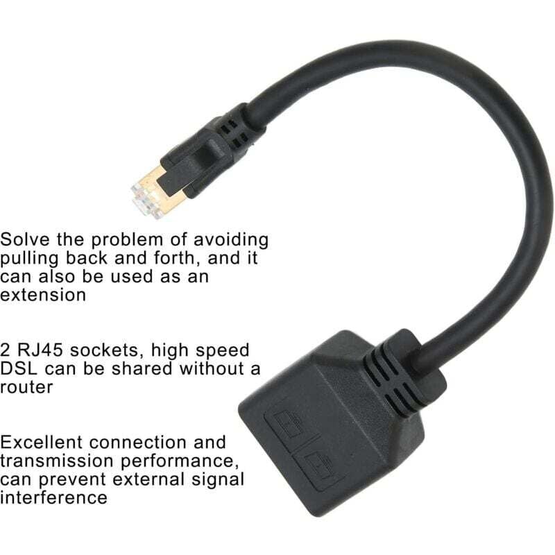 RJ45 Splitter Adapter, 1 to 2 Port RJ45 Network Ethernet Adapter Splitter, CAT8 Network Cable Splitter Adapter for Home Office, - Image 3