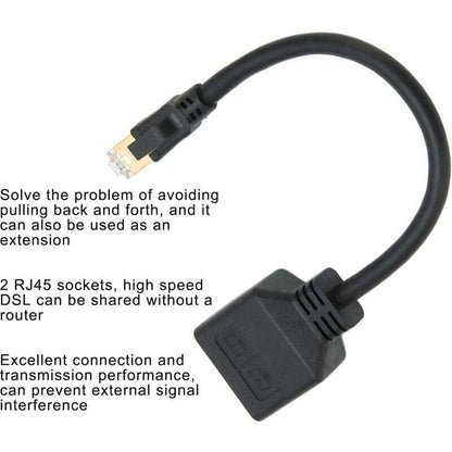 RJ45 Splitter Adapter, 1 to 2 Port RJ45 Network Ethernet Adapter Splitter, CAT8 Network Cable Splitter Adapter for Home Office, - Image 3