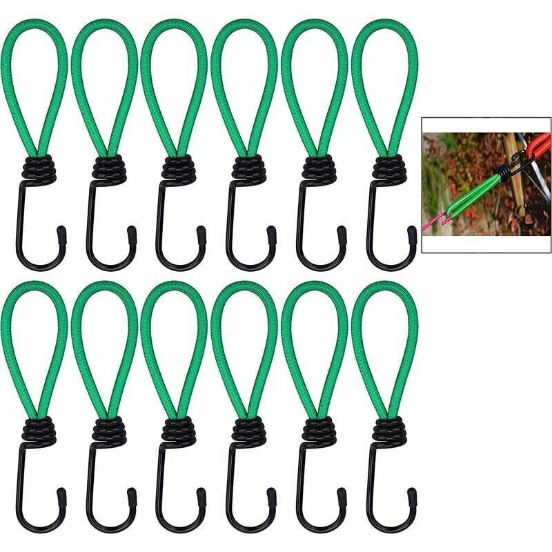 16 Pieces Rubber Straps with Hooks, Tent Rubber Hook, Camping Tent Hook Rubber Strap, for Camping, Tarpaulins, Awnings, Tents--Green - Image 4