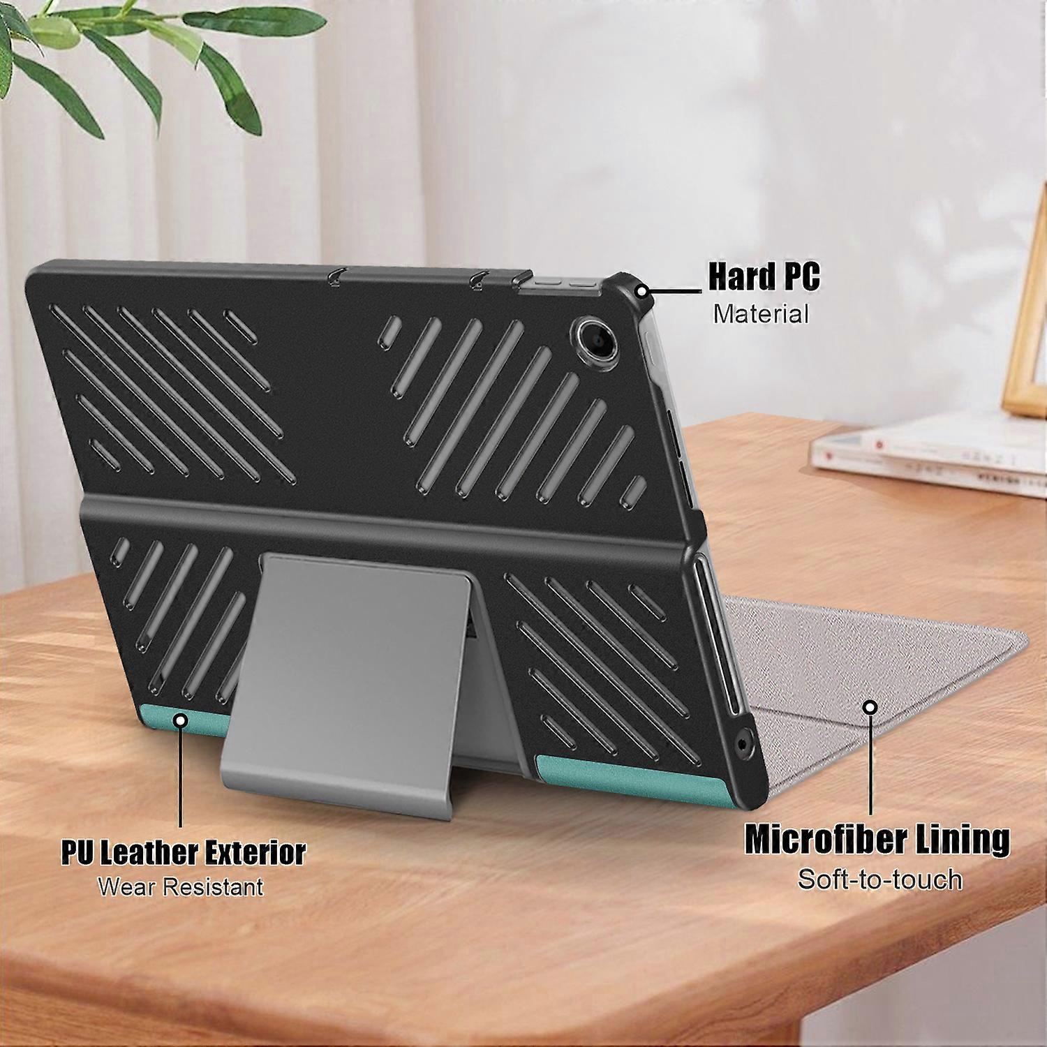 Protective Stand for Lenovo Tab Plus 11.5 inch TB351FU with Heat Dissipation in Leather Blackish Green - Image 4