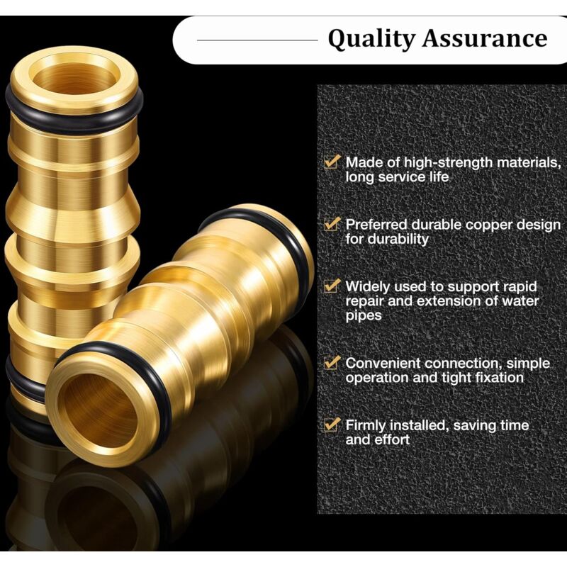 Garden Hose Connectors Double Male Connectors Brass Hose Connectors for Garden Hose Faucet (4 Set) - Image 2