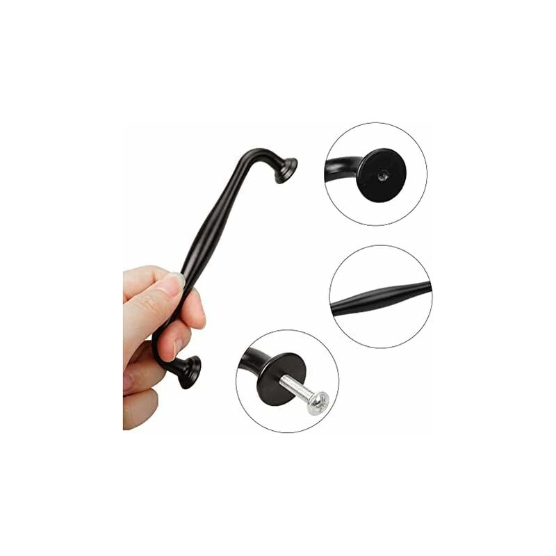 10 pcs Black Furniture Handles - Black Kitchen Furniture Handles Door Handles Drawer Bedroom Center Distance 128mm, Handles for Wardrobes - Image 3