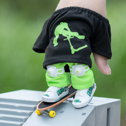 Finger Skateboard With Shoes Mini Scooter Finger Toy Set Gripboard Shoes And Pants Finger Skate Board Mini Skateboard 0.04 Black Series - Image 6