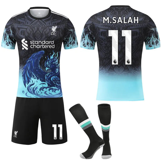 Liverpool 2025-26 Anniversary Shirt & Socks, M. Salah No.11, Blue No.11 M.SALAH 16