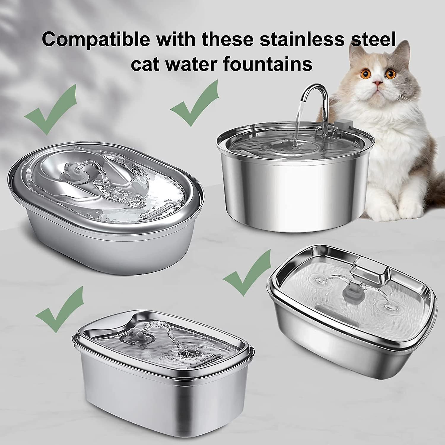 Cat Water Fountain Filter Set of 16 Compatible with Stainless Steel Pet Fountain Includes 8 Replacement Filters and 8 Sponges - Image 2