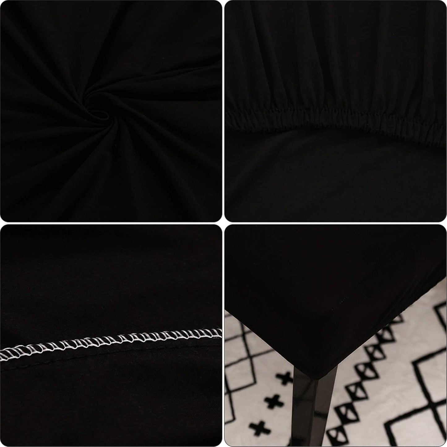 Dining Room Chair Covers, Set of 4 or 6, Stretchy, Removable, Washable, Chair Covers, Decorative Covers, Seat Covers for Hotels Black-tfrf Black 6pcs - Image 4
