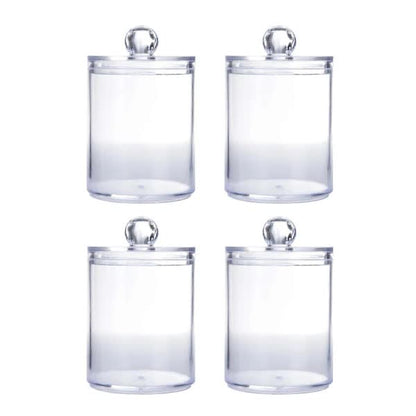 Sophisticated Crystal Glass Apothecary Jars for Bathroom Accessories, Clear Glass Container with Removable Lids for Vanity Organizers, Decora