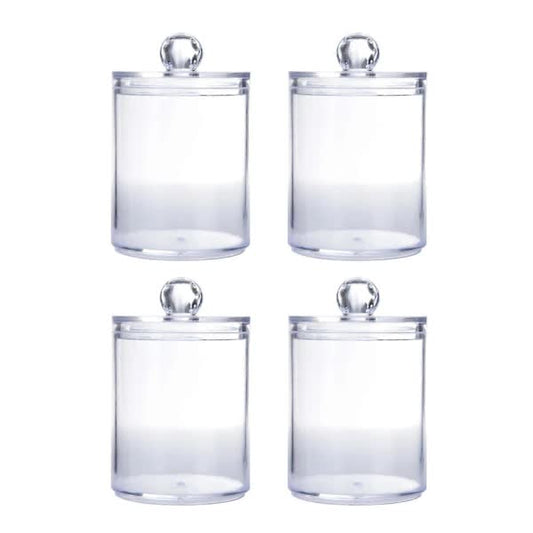 Sophisticated Crystal Glass Apothecary Jars for Bathroom Accessories, Clear Glass Container with Removable Lids for Vanity Organizers, Decora