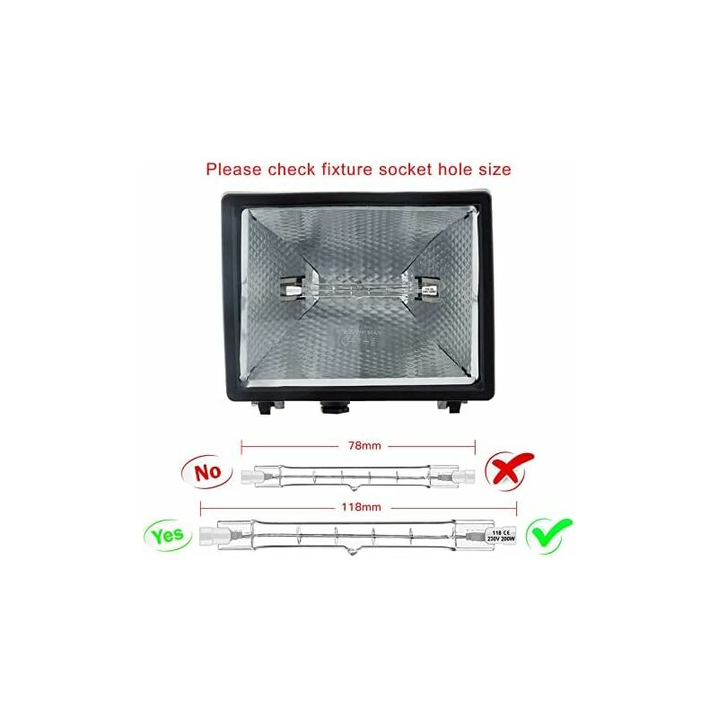 5-pack R7S Halogen bulb 118mm 200W 230V, dimmable for spotlight and landscape lighting, compatible with Philips - Image 4