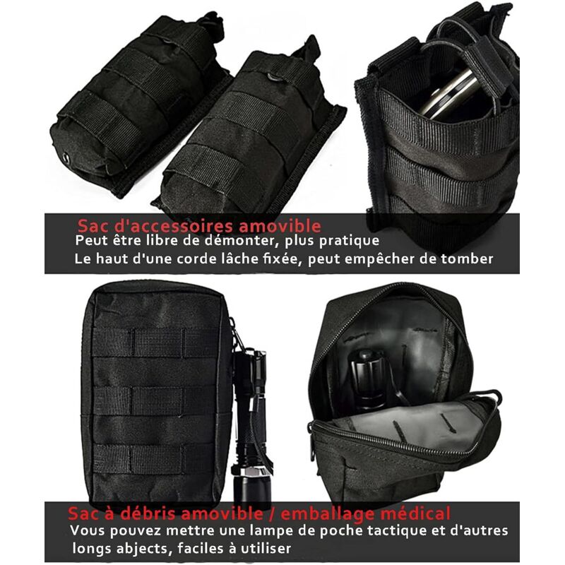 Tactical Vest, Adjustable Plate Carrier for Army, Police, Black - Image 3