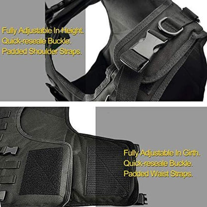 Tactical Vest, Adjustable Plate Carrier for Army, Police, Black - Image 4