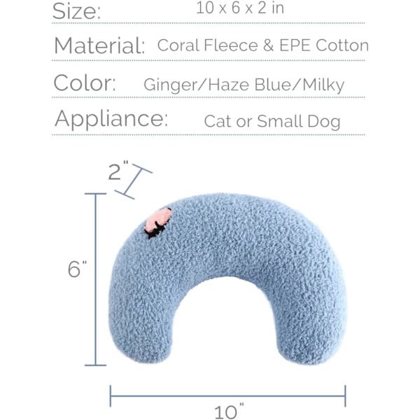 Pet Fur, Cat and Dog Pillow, Relief for Pet Play, Tear and Bite Resistant, U-Shaped Headrest, White - Image 4