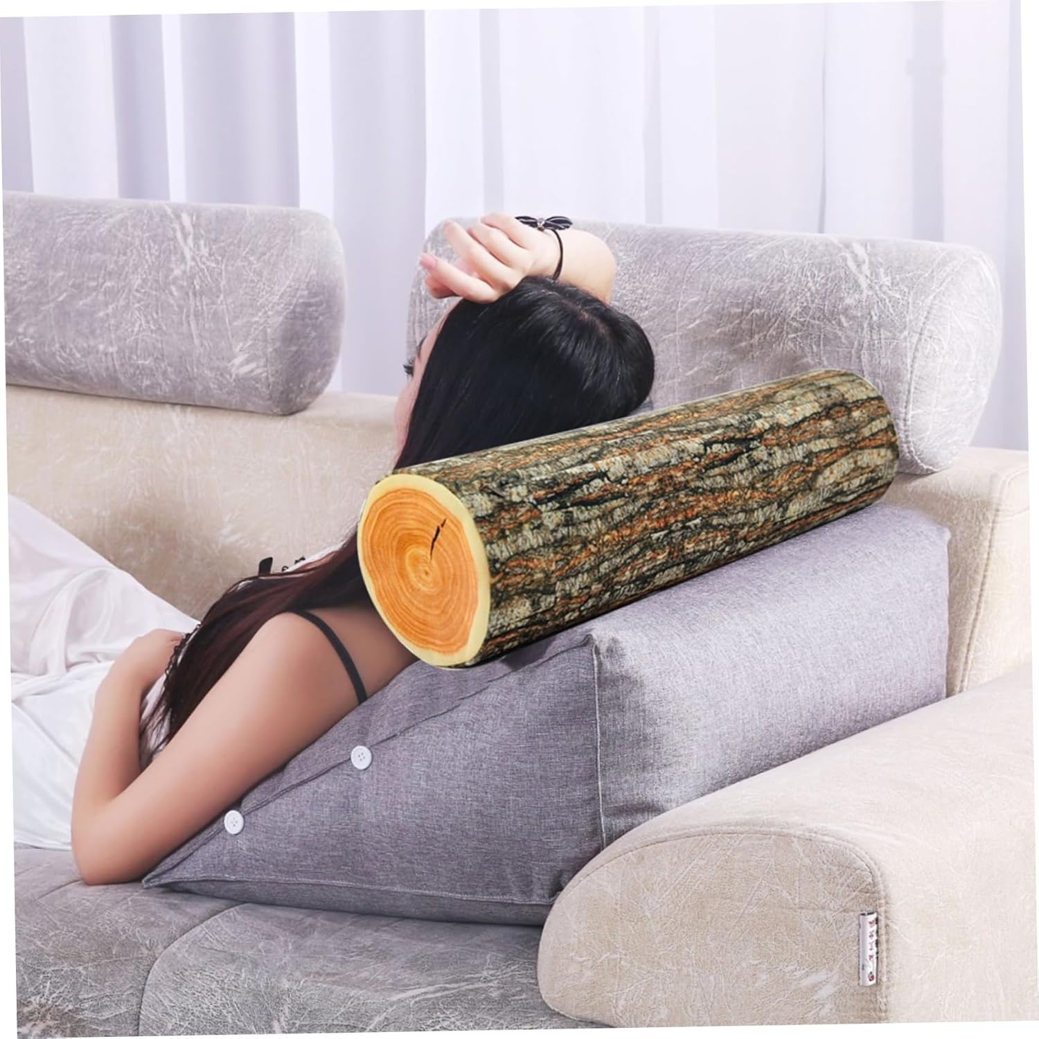 Creative natural wood design log soft chair cushions pillows round wood grain stump shaped decorative pillows pillowcase home decor - Image 6