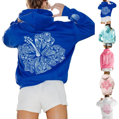 Palm Puff Oversized Hoodies for Women, Teenage Girls Preppy Sweatshirt Long Sleeve Y2K Graphic T-shirt with Pockets Light Blue Light Blue Light Blue S - Image 3