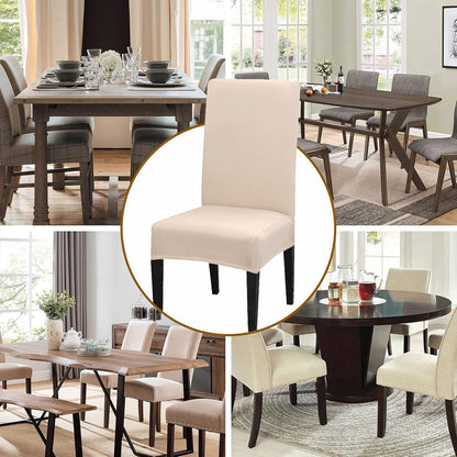 Chair Covers Set of 4 or 6, Stretch Removable Washable Chair Covers Decoration Slipcovers Seat Covers for Hotel beige-tfrf beige 4pcs - Image 3