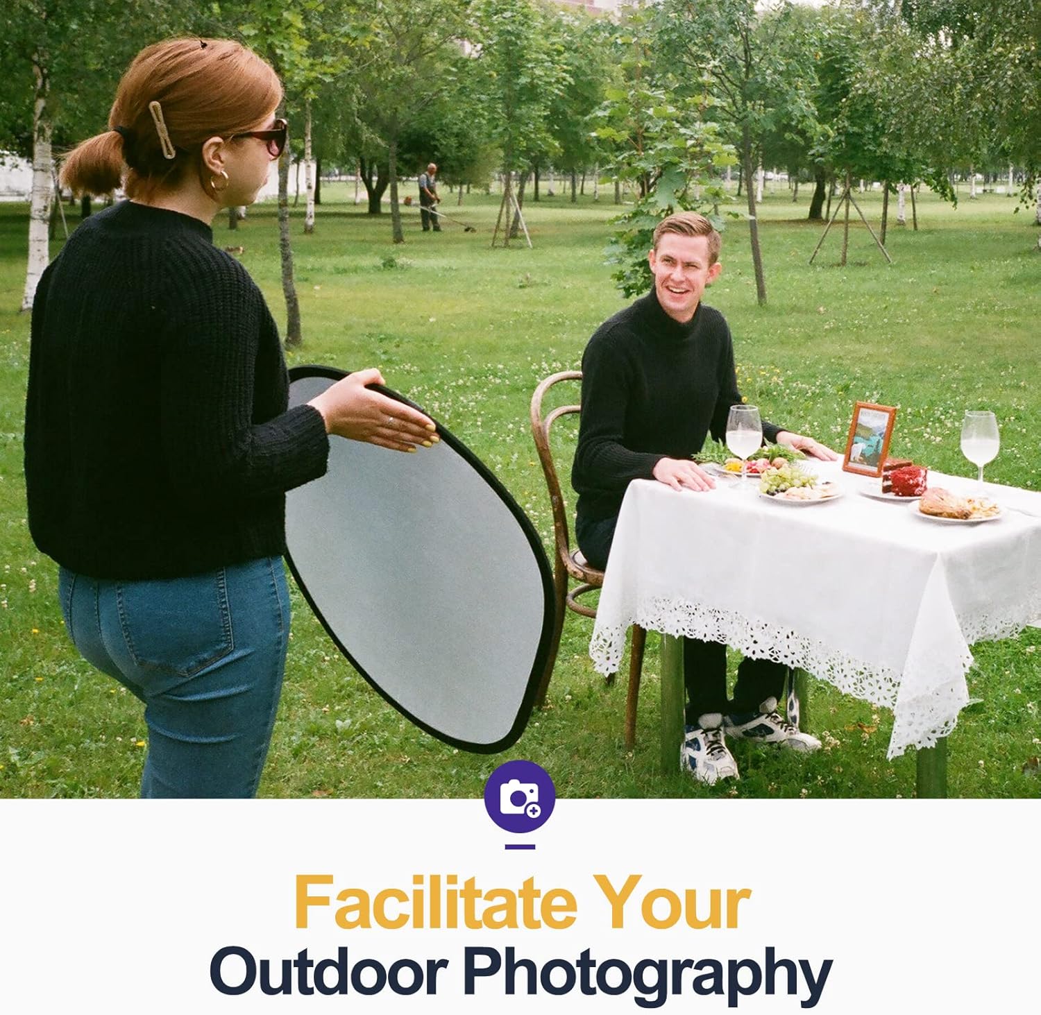 60 x 90 cm Light Reflectors 5-in-1 Photo Foldable Photo Reflector Large Oval Portable Foldable Light Reflector, with Carrying Bag - Image 2
