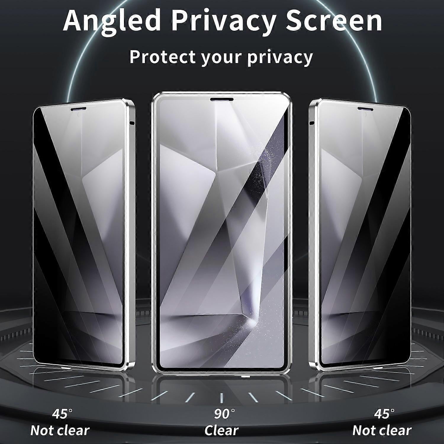 Compatible with Samsung Galaxy S25 Ultra Case Anti-Spy Double-Sided Tempered Glass Magnetic Phone Case - WELLNGS Black_yux Black - Image 3