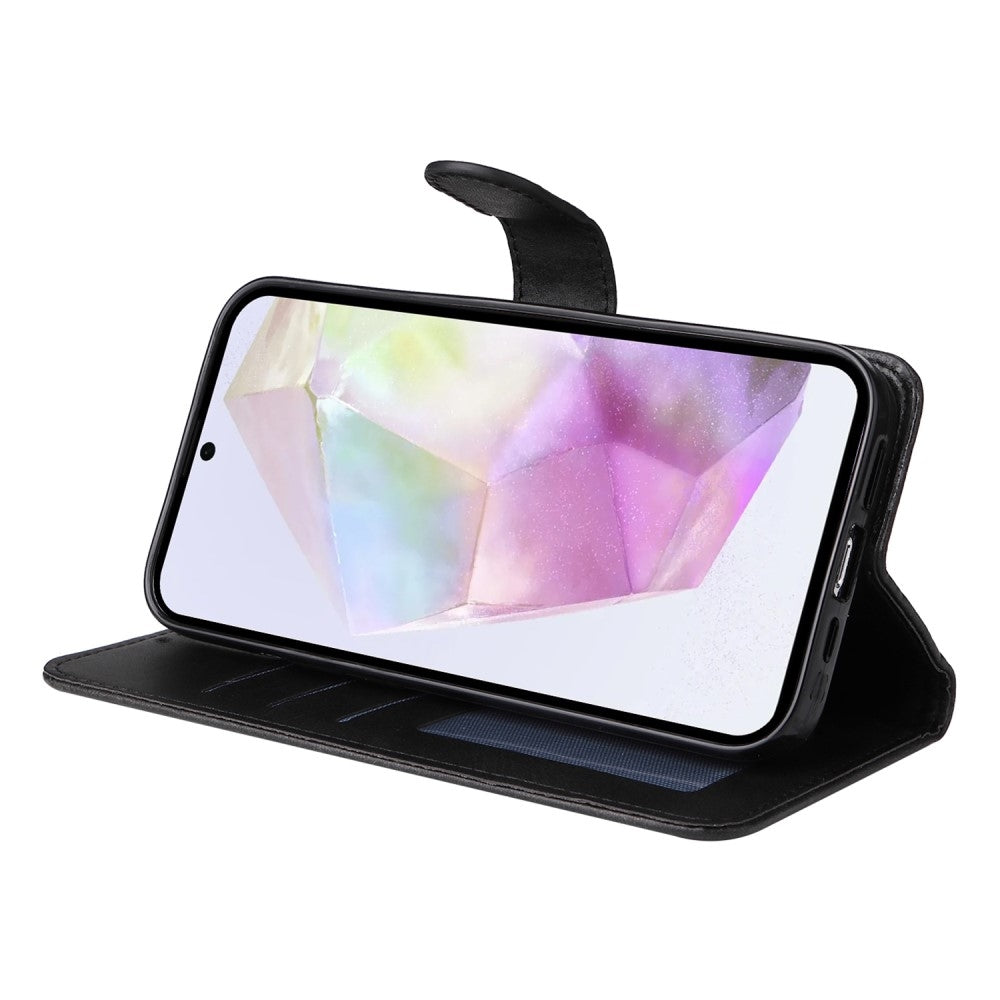 SKALO Samsung A56 5G PU Leather Wallet Case - Multiple Colors Black_max Black - Image 4