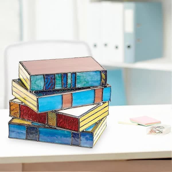 Stained Glass Stacked Books Lamp, Stacked Books Glass Lamp Night Light, Reading Corner Table Lamp, Book Lamps, Table Lamp Home Decor - Image 5
