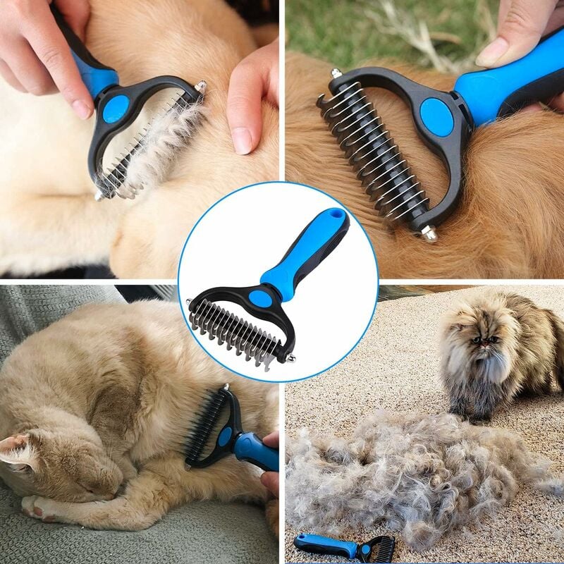 Dog Brush Cat Brush, Professional Dog Dematting Comb and Long Hair Dog Brush, Grooming Rake for Dogs and Cats to Remove Undercoat from Pets - Image 3