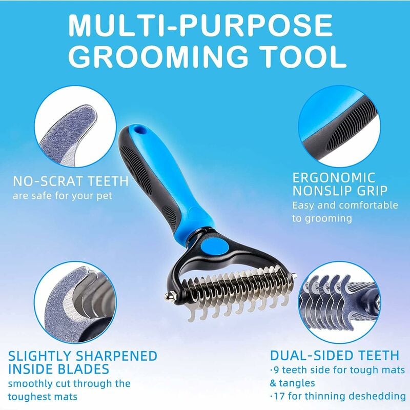 Dog Brush Cat Brush, Professional Dog Dematting Comb and Long Hair Dog Brush, Grooming Rake for Dogs and Cats to Remove Undercoat from Pets - Image 4